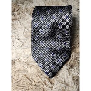 Robert Talbott Best Of Class Silk Tie Black Blue Geometric Hand Sewn in USA